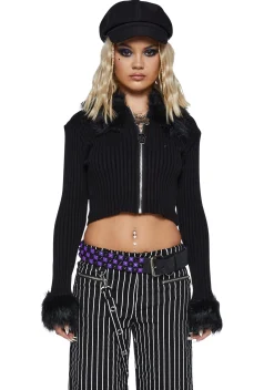 The Grave Girls Tops*Imaginary Joy Cropped Cardigan - Black