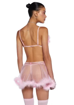 Sugar Thrillz Lingerie*It's My Moment Marabou Three Piece Set-Pink