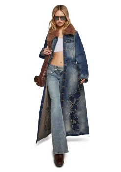 dELiA*s by Dolls Kill Outerwear|Plus*Kings Road Denim Maxi Coat