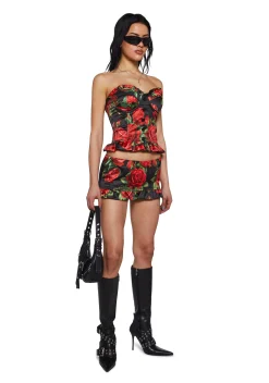 Sugar Thrillz Bottoms|Skirts*La Bella Vita Micro Skort - Black/Red