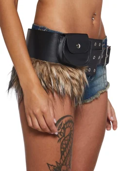 Club Exx Belts & Harnesses*Land Escape Fur Buckle Belt With Pouch