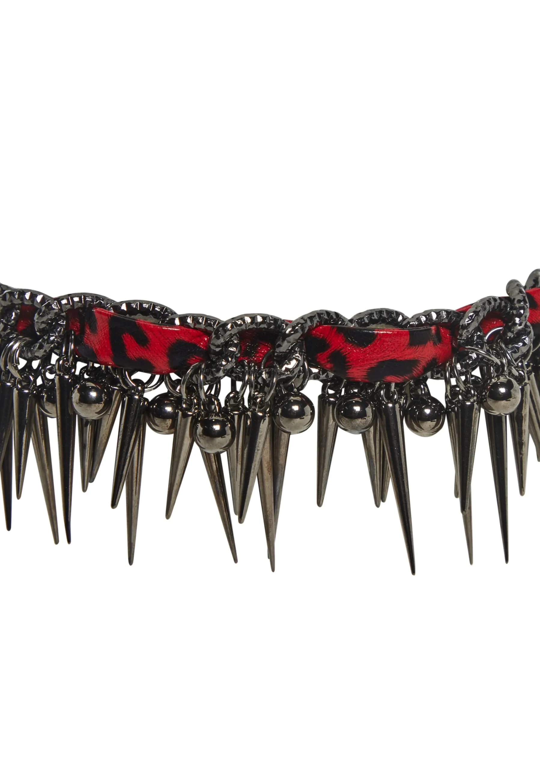 Widow Jewelry*Leopard Choker With Spike Charms
