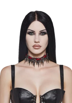 Widow Jewelry*Leopard Choker With Spike Charms