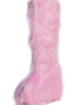 Club Exx Boots*Liquid Rhythm Faux Fur Boots - Pink