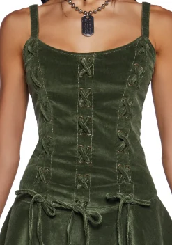 Current Mood Dresses|Mini Dresses*Little Miss Attitude Mini Dress - Green Corduroy