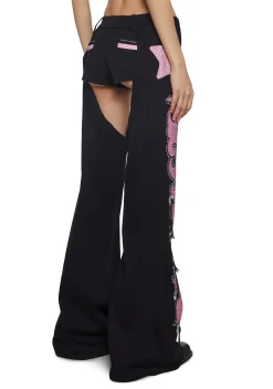 Sugar Thrillz Bottoms|Pants*Longing Heart Denim Chaps - Black