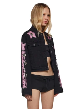 Sugar Thrillz Outerwear|Plus*Longing Heart Denim Jacket