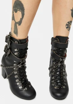 Demonia Boots*Lost Tomb Chain Lace Up Boots