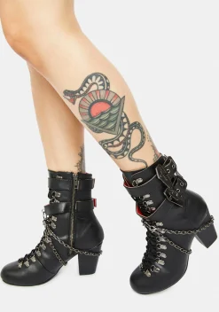 Demonia Boots*Lost Tomb Chain Lace Up Boots