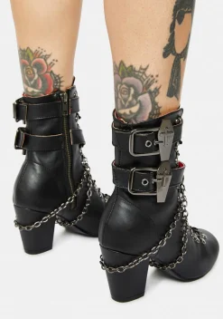 Demonia Boots*Lost Tomb Chain Lace Up Boots