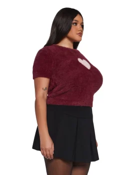 Sugar Thrillz Tops|Plus*Love Letters Heart Sweater - Red