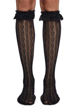 x_Leg Avenue Socks & Tights*Love Potion Knee High Socks - Black