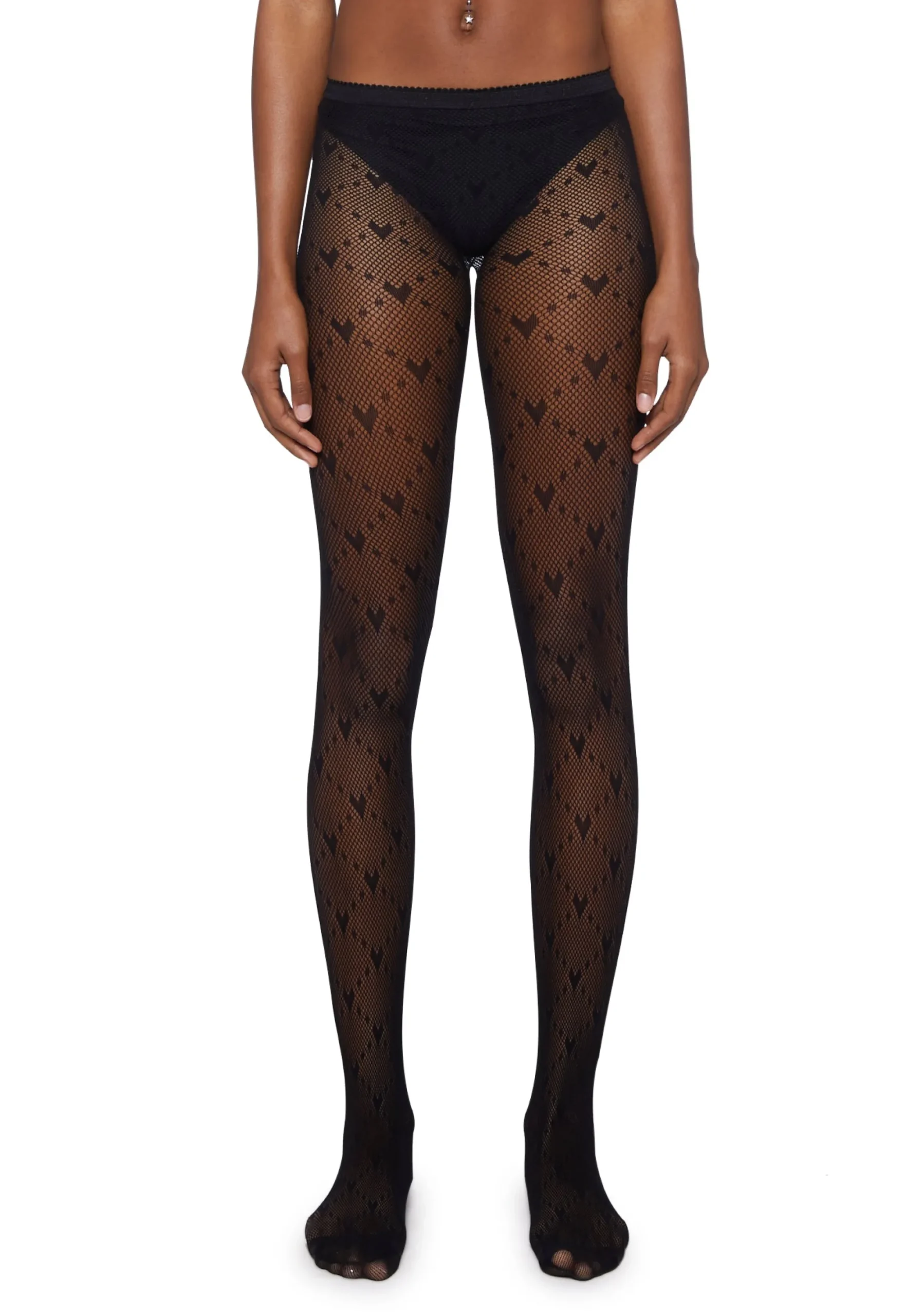 x_Leg Avenue Socks & Tights*Love Struck Sheer Tights - Black