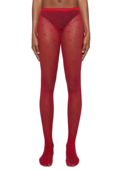 x_Leg Avenue Socks & Tights*Love Struck Sheer Tights - Red
