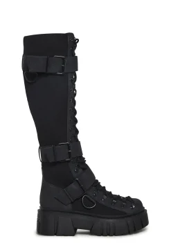 Club Exx Boots*Low Traitor Knee High Boots - Black