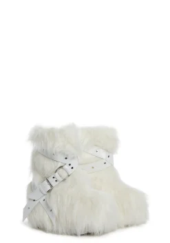 Club Exx Boots|Platforms*Low Wild Instincts Faux Fur Boots - White