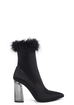 Sugar Thrillz Boots*Luv Me Or Hate Me Marabou Boots - Black