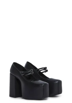 Trickz N' Treatz Platforms|Mary Janes*Macabre Meetup Platform Mary Janes - Black