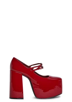 Trickz N' Treatz Platforms|Mary Janes*Macabre Meetup Platform Mary Janes - Red