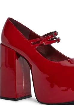 Trickz N' Treatz Platforms|Mary Janes*Macabre Meetup Platform Mary Janes - Red