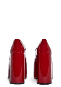 Trickz N' Treatz Platforms|Mary Janes*Macabre Meetup Platform Mary Janes - Red