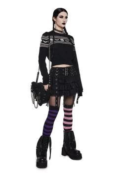 The Grave Girls Tops|Plus*Macabre Wishes Crop Sweater
