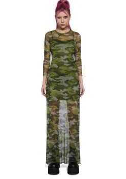 dELiA*s by Dolls Kill Dresses*Majorly In Love Camo Mesh Maxi Dress