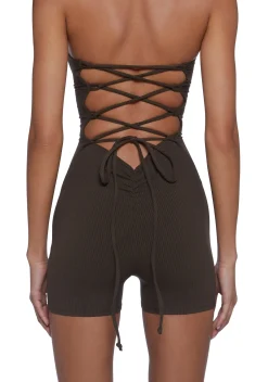 x_AEllen Jumpsuits & Rompers*Many Beats Lace Up Romper