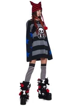 Dolls Kill x Skelanimals Tops*Marcy Striped Oversized Sweater