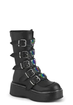 Demonia Boots|Platforms*Matte Dark Heartbreaker Buckle Boots