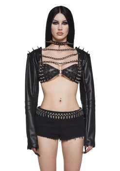 Widow Tops*Metal Siren Spiked Shrug