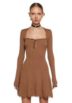 dELiA*s by Dolls Kill Dresses|Plus*Mid Century Date Thermal Dress - Brown