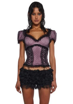 Sugar Thrillz Tops*Midnight Romance Short Sleeve Top
