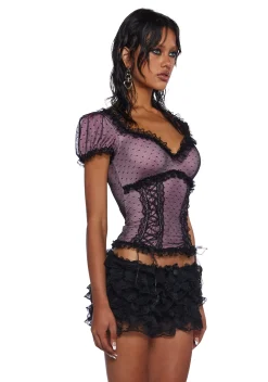 Sugar Thrillz Tops*Midnight Romance Short Sleeve Top