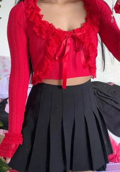 Sugar Thrillz Bottoms|Skirts*Mistletoe Moves Mini Skirt- Red