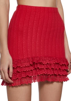 Sugar Thrillz Bottoms|Skirts*Mistletoe Moves Mini Skirt- Red