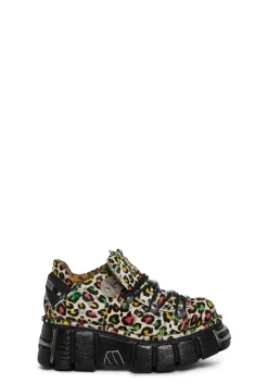 New Rock Flats*M-120N-C89 Chunky Leopard Oxford Shoes