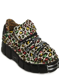 New Rock Flats*M-120N-C89 Chunky Leopard Oxford Shoes