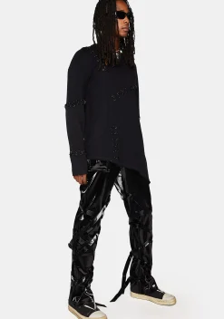 DARKER WAVS Bottoms|Pants*Modulation Liquid Velvet Strappy Pants