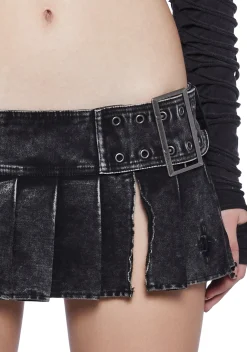 DARKER WAVS Bottoms|Skirts*Modulation Pleated Denim Micro Skirt