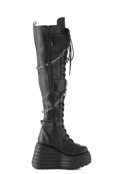Demonia Boots|Platforms*Morte-312 Lace-Up Wedge Boots