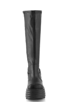 Demonia Boots|Platforms*Morte-300 Platform Stretch Knee High Boots