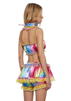 Club Exx Tops|Plus*Multicolor Trickery Crop Top And Collar Set