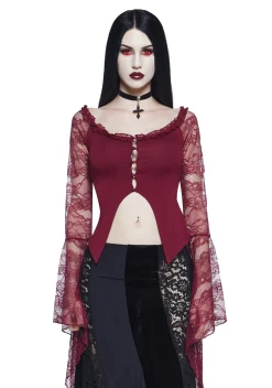 Widow Tops|Plus*My Very Nature Long Sleeve Top - Dark Red