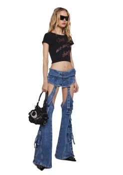 Generation Kiss Bottoms*Natasha Belt Flare Jeans