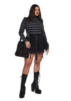 The Grave Girls Tops|Plus*Never Meant To Be Mock Neck Top - Gray