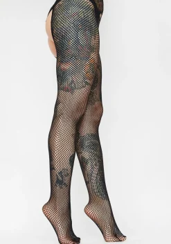 x_Leg Avenue Socks & Tights*Night Take It Easy Fishnet Crotchless Tights