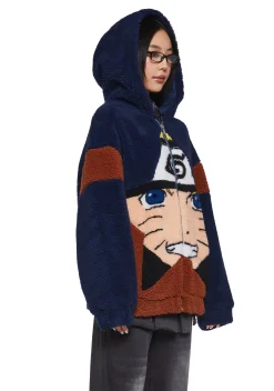 Dolls Kill x NARUTO SHIPPUDEN Outerwear|Plus*Ninja Hero Hooded Sherpa Jacket