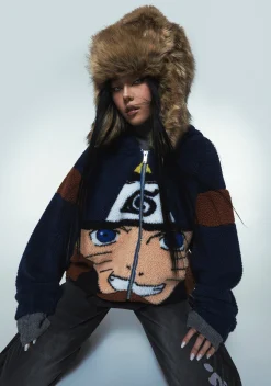 Dolls Kill x NARUTO SHIPPUDEN Outerwear|Plus*Ninja Hero Hooded Sherpa Jacket