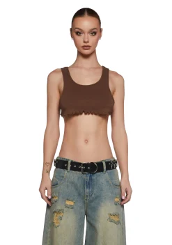 Poster Grl Tops*No Regulations Crop Tank - Brown